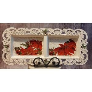 Grasslands Road Let Nature Sing Serving Platter Candy Dish Red Poinsettia